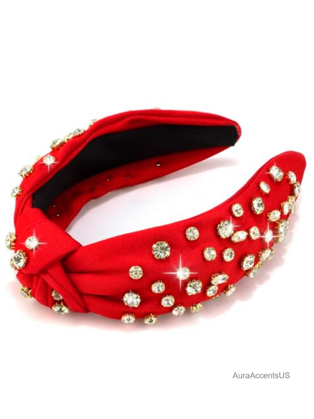 Rhinestone Knotted Beaded Headband Wide Top Knot Hair Accessory